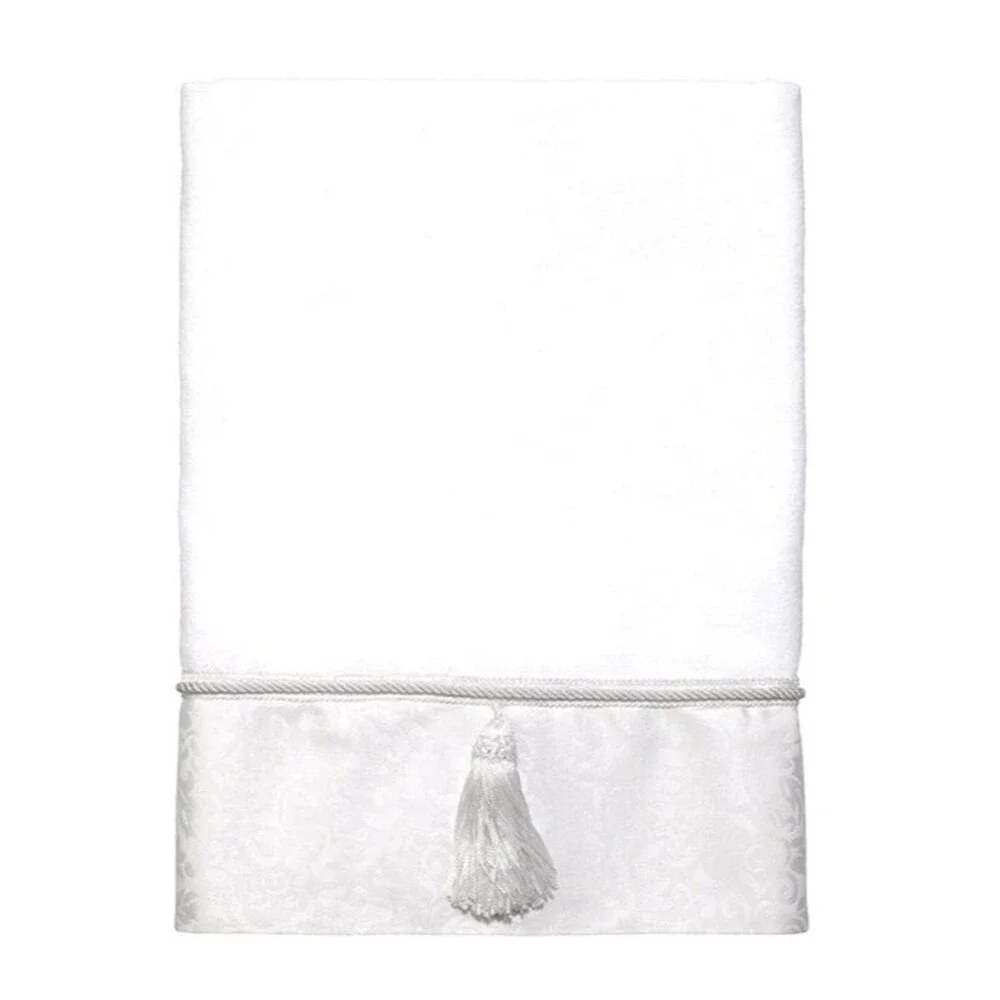 Avanti Bath Towels Manor Hill Set of 2 Bright White Tassel Braid Jacquard 27x50